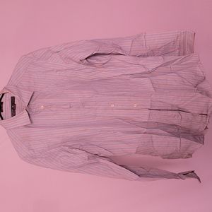 Men's Light Blue Grey Striped Long Sleeve Casual Button-down
